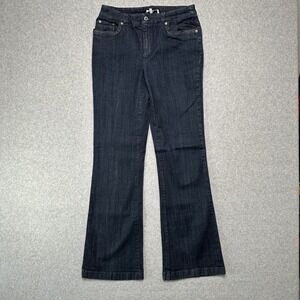 Jones New York Sport Womens Dark Wash Bootcut Jeans Braided Trim Size 6 Stretch